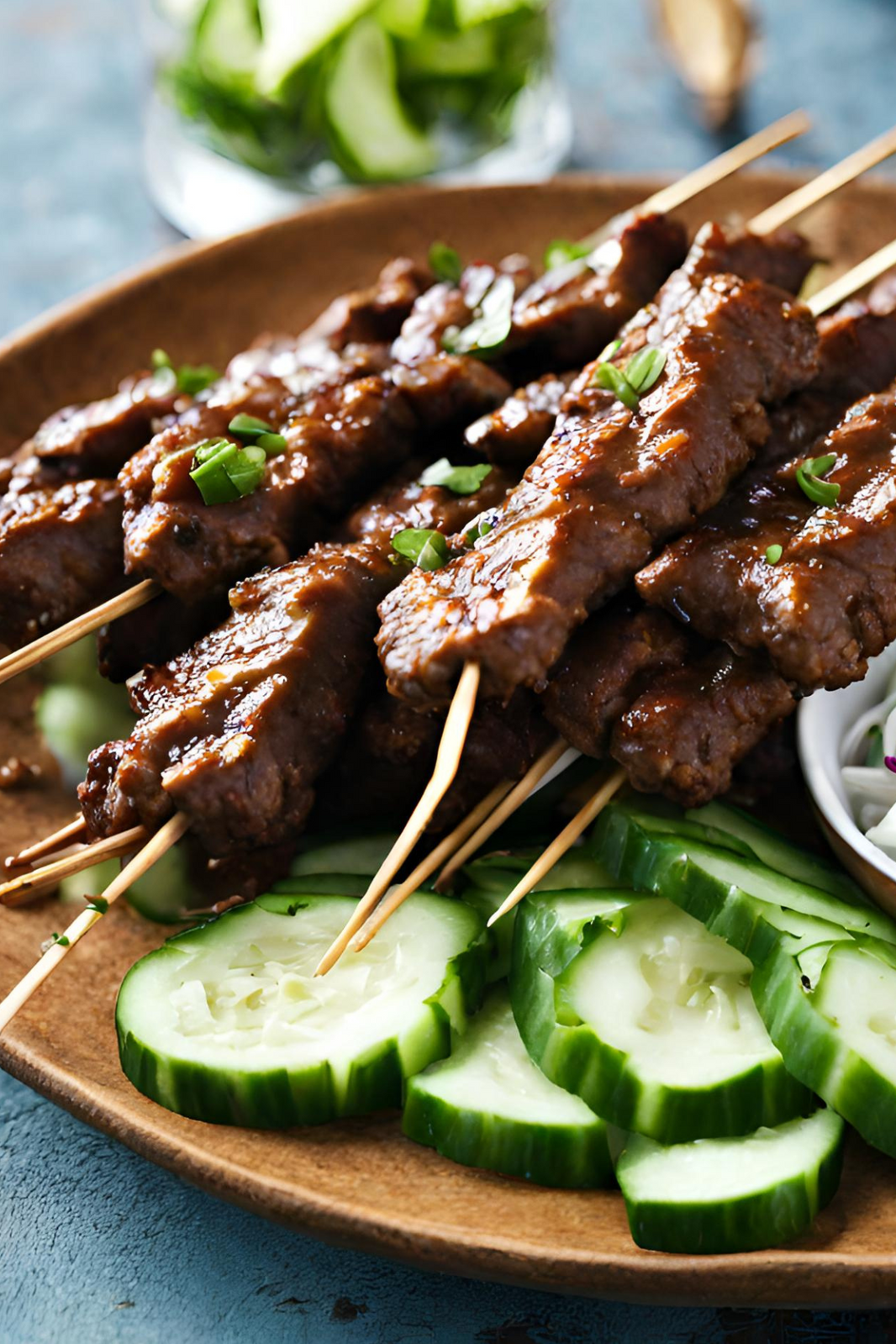 Beef Satay with Cucumber Salad