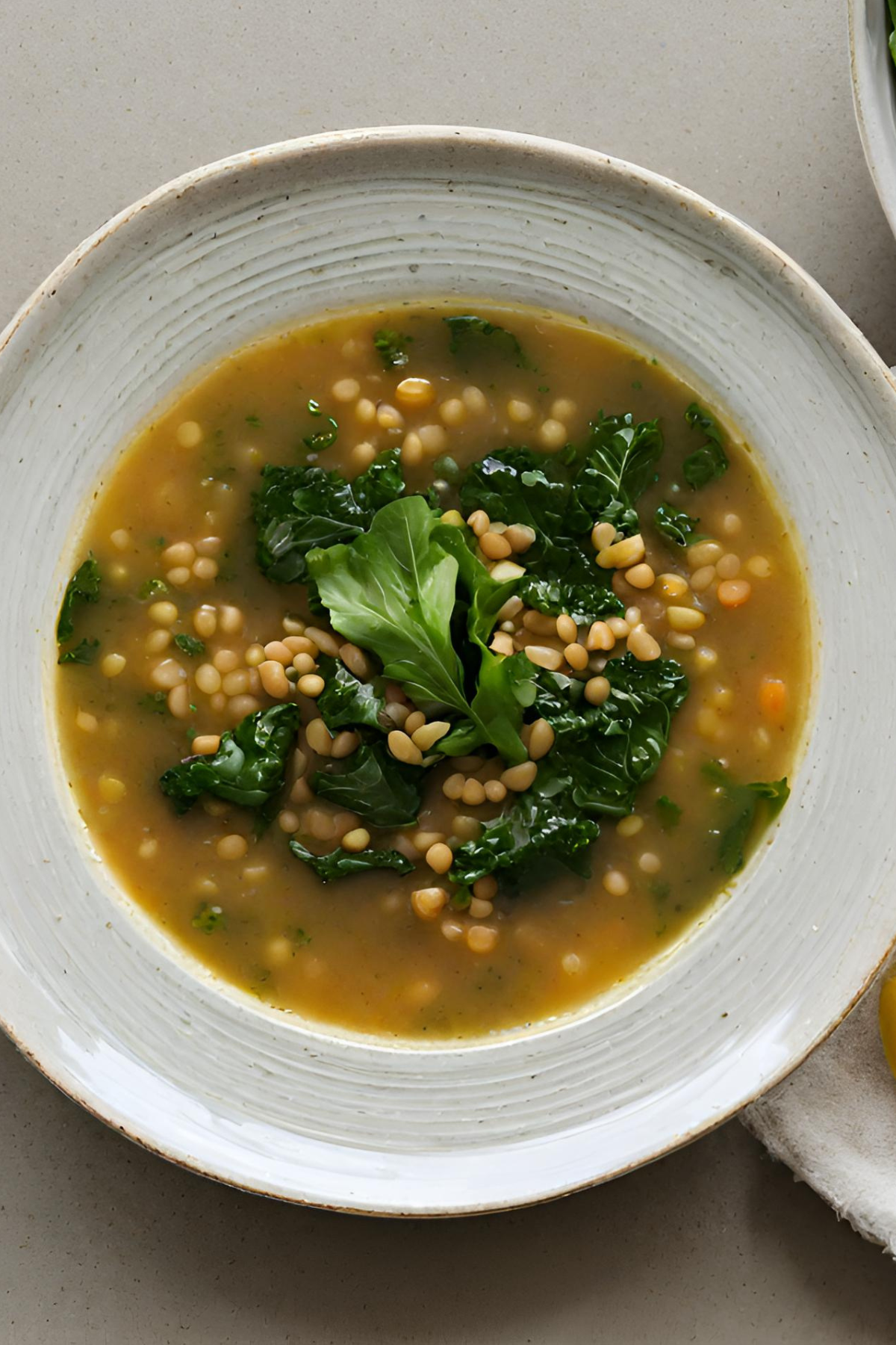 Lemon Ginger Lentil Soup with Greens