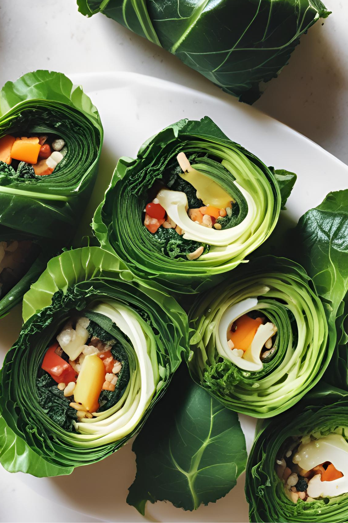 Collard Green Spring Rolls with Spicy Peanut Sauce