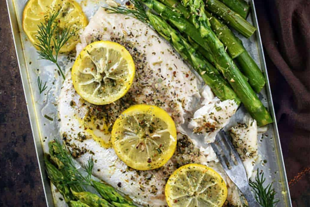 Lemon Basil Cod with Asparagus